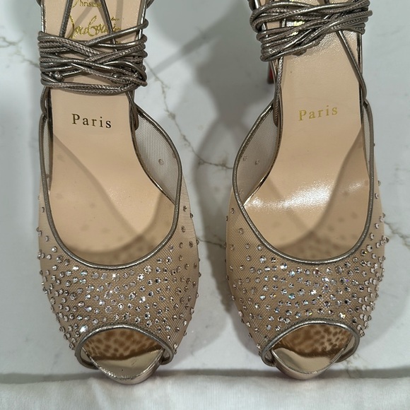 Christian Louboutin Maia La Bella Alta Strass lace up pumps size 40.5 new - Picture 7 of 13